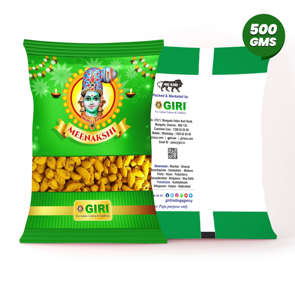 Giri Turmeric Finger | Haldi | Yellow Colour | Manjal for Pooja 500 gram in Long Size view 2