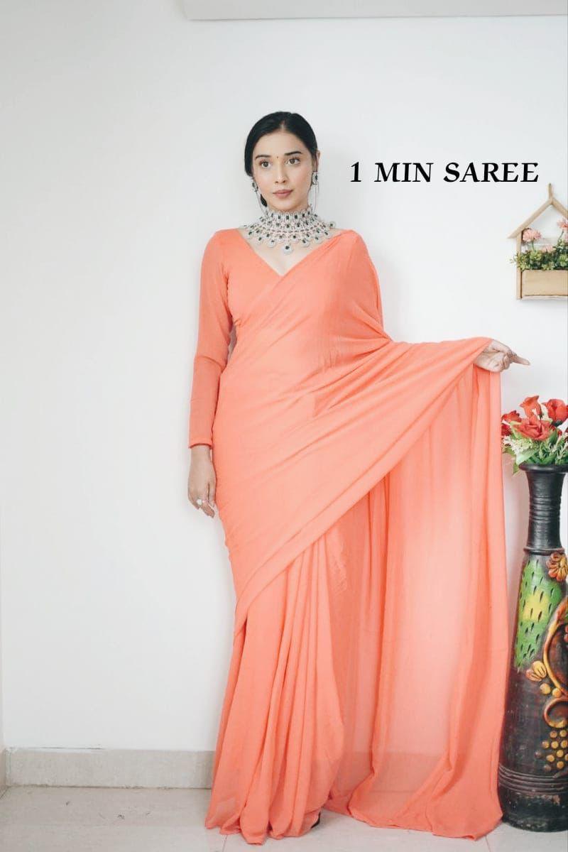 Plain Georgette Ready to Wear Saree Party Wear