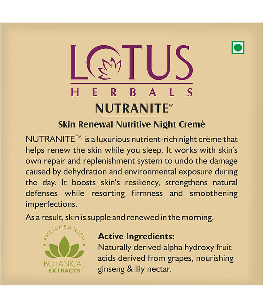 Lotus Herbals Nutranite Skin Renewal Nutritive Night Cream , For All Skin Types , 50G view 2