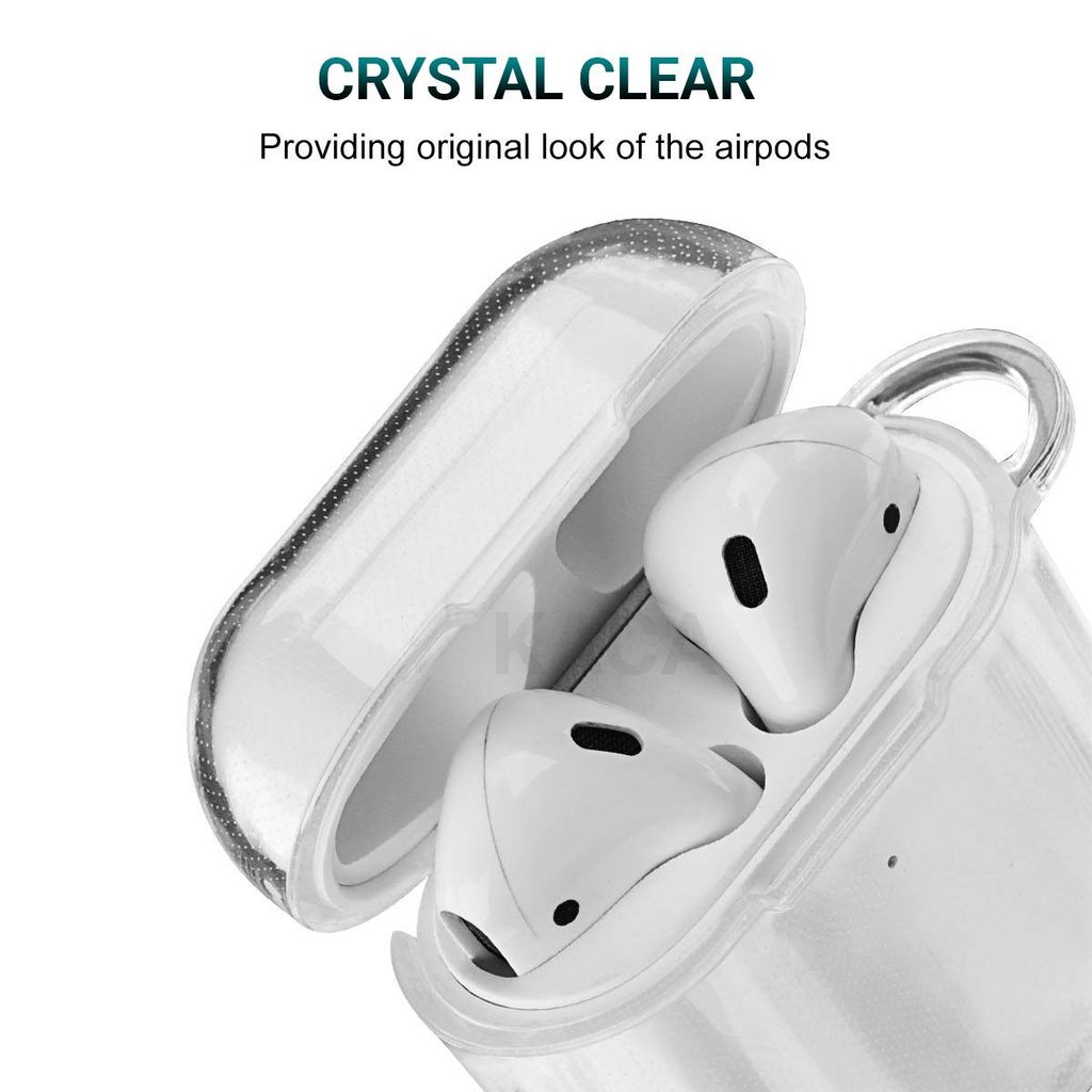 LIRAMARK Silicone Soft Case Cover with Buckle for AirPods 1 & 2, Apple airpods 1st and 2nd Generation case (Transparent) view 2