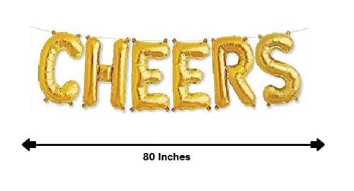 Partyzon Gold Cheers to Birthday Foil Balloon Combo Party Decoration for Anniversary Celebration 16 Inches view 2
