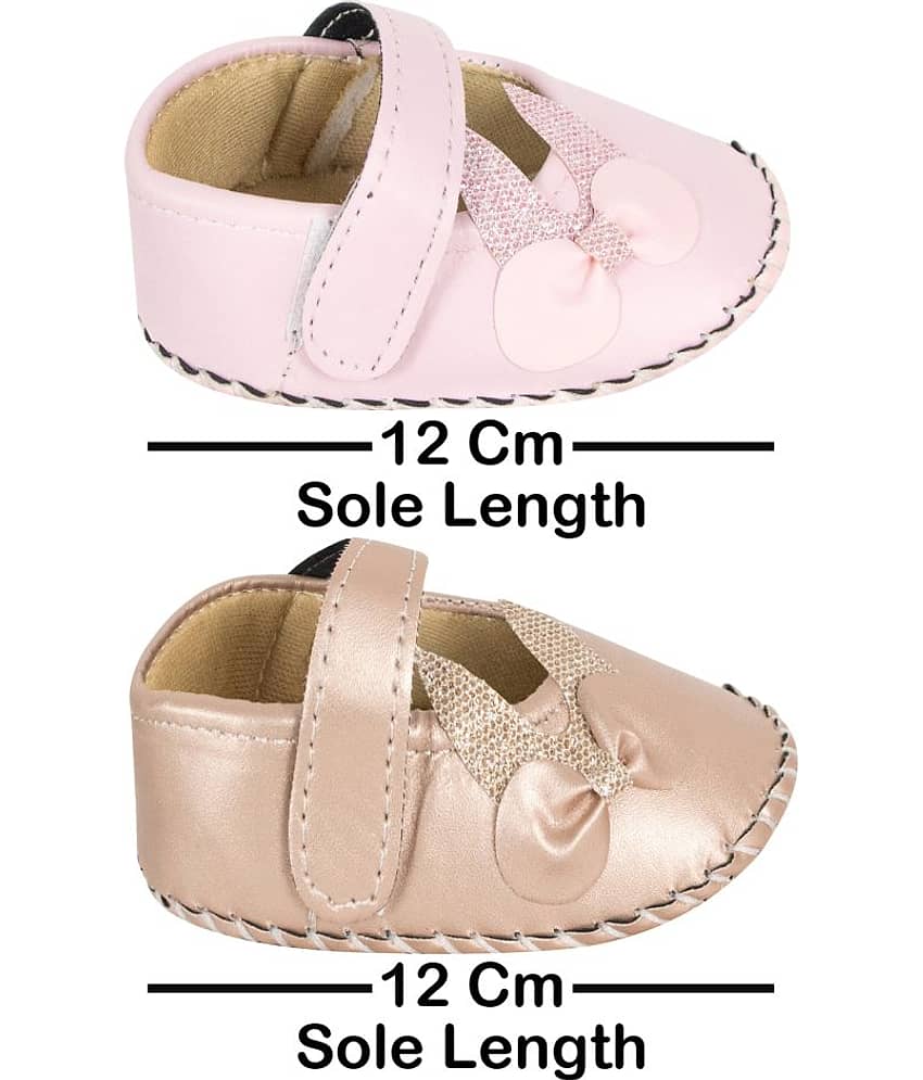 Neska Moda Set Of 2 Pair Baby Girls Synthetic Leather Baby Sandal Booties For 6 To 12 Months (Pink,Brown) view 2