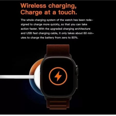 T800 Smart Watch, Touchscreen Display, Fitness Tracker, Compatible with Android, Bluetooth Connectivity (Orange) view 2
