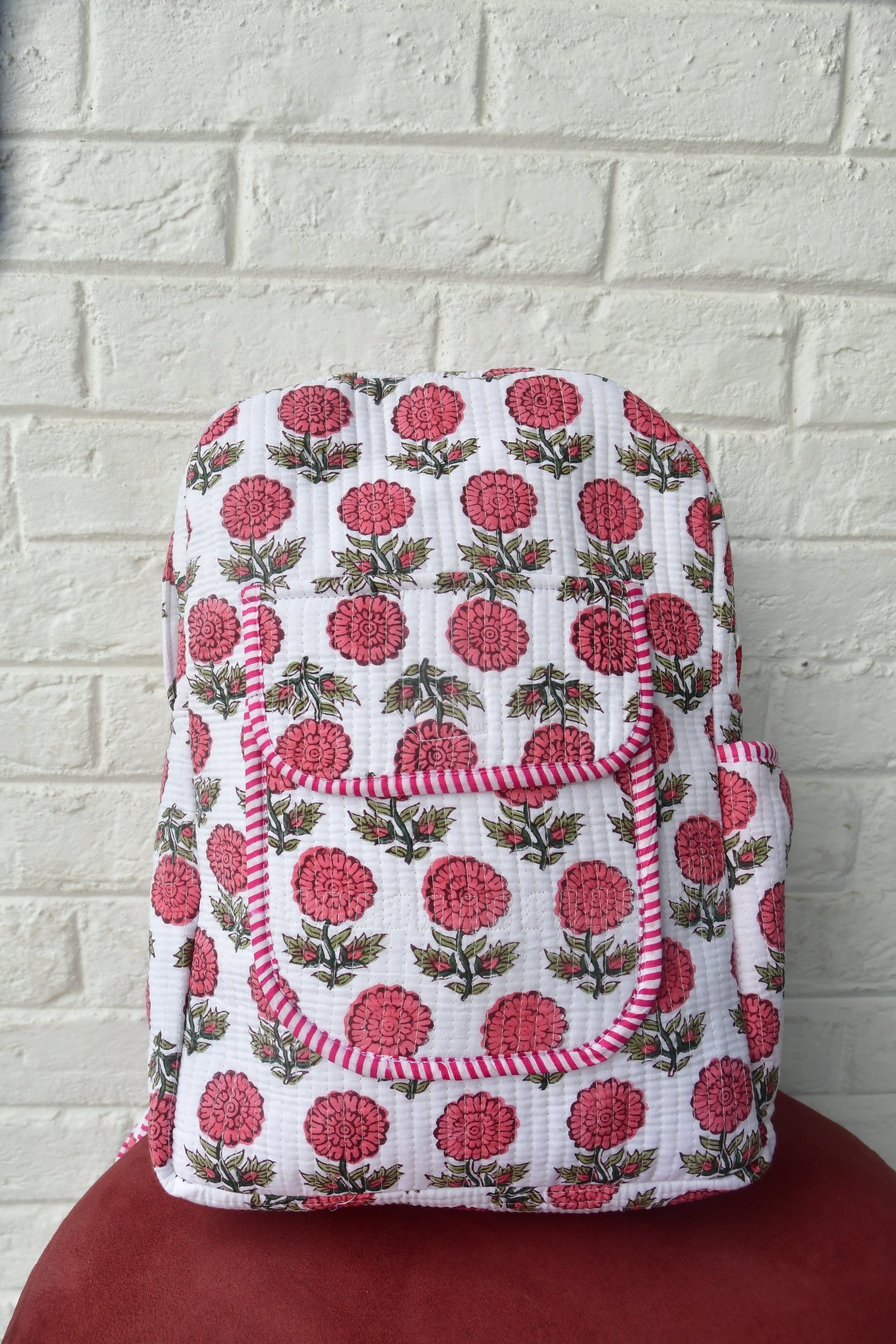 Pink Floral Buti Backpack : Durable & Eco-Friendly view 2