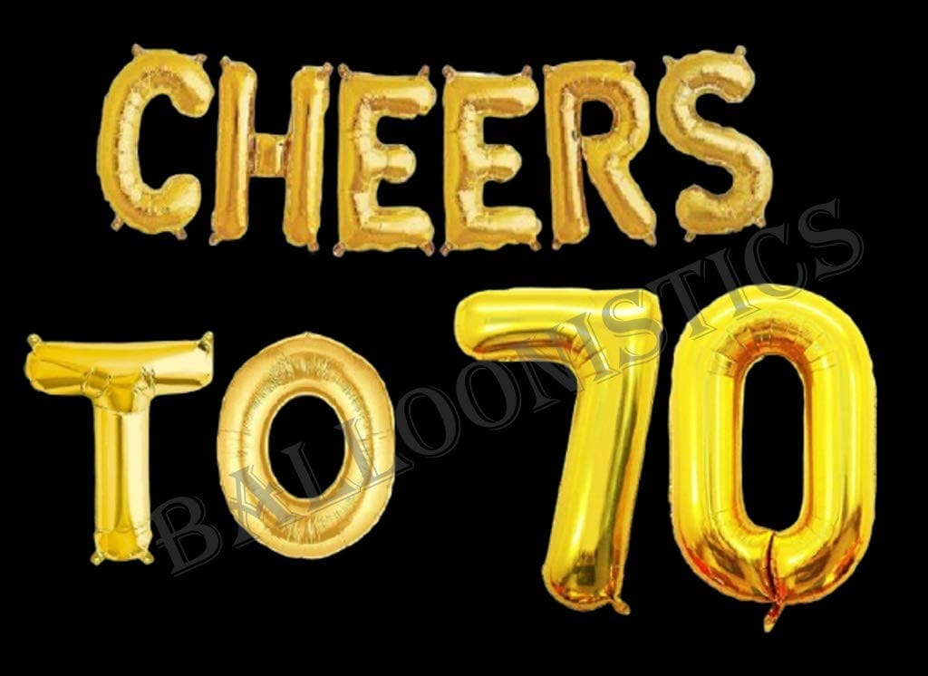 Balloonistics Cheers to Seventy Foil Balloon Combo Number 70 Foil Balloon for Birthday and Anniversary view 2