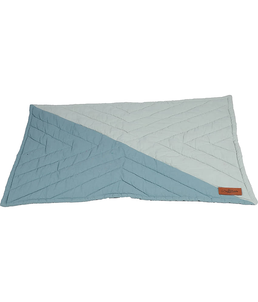 NUEVOS DOGGADIL Cotton Canvas Quilted Rectangle Cat Dog Pet Bed Mattress | Foldable Padded Pet Mat_ Blue Tone view 2