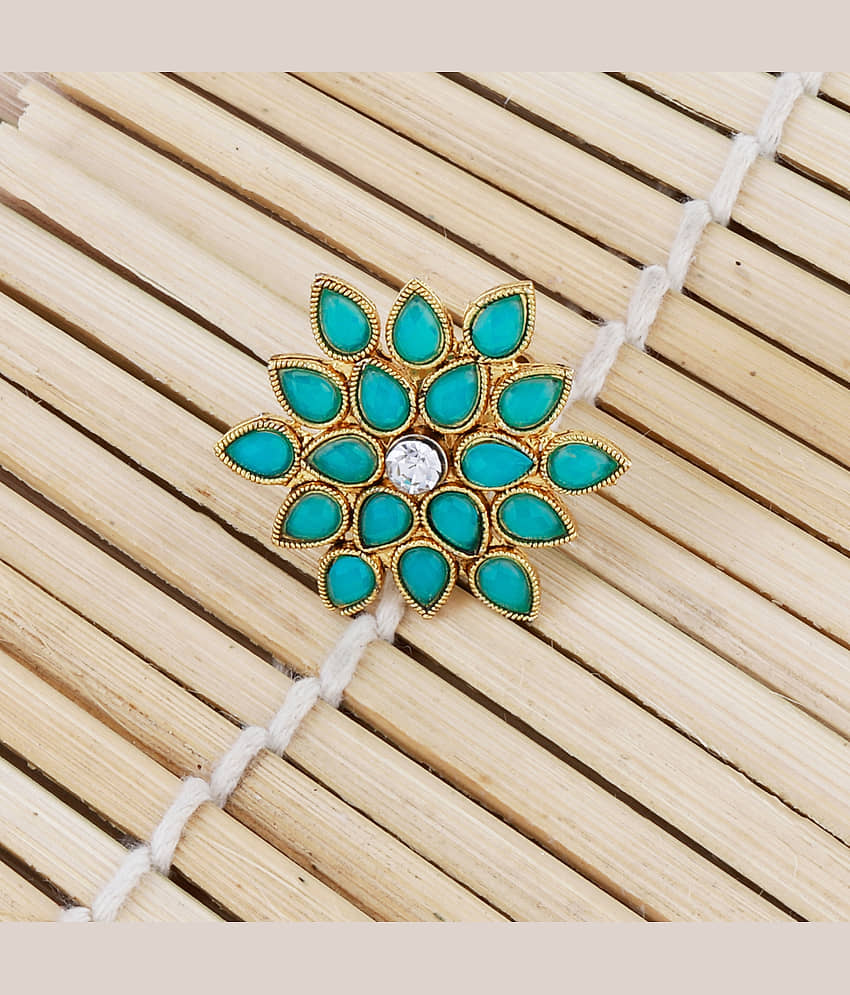 Adjustable Floral Style Crystal Shine Finger Ring For Women And Girl view 2