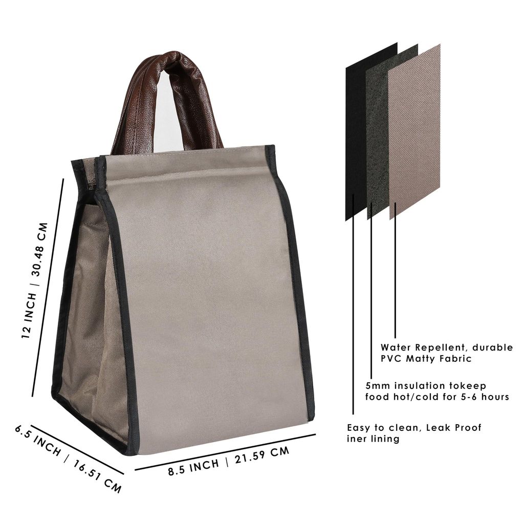 Mink Grey Marvel: PVC Coated Matty Insulated Tiffin Bag/Lunch Bag (TB12) view 2