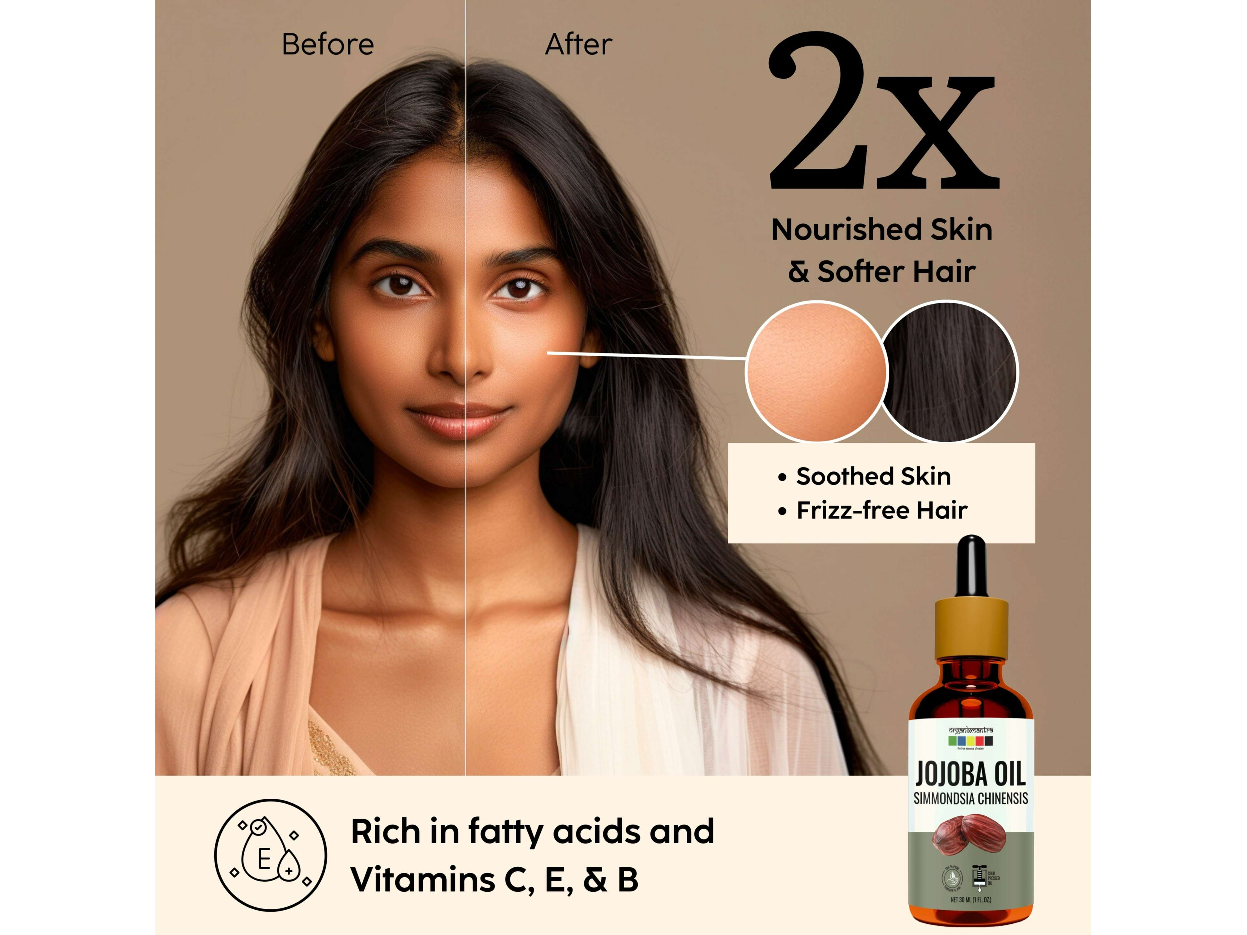 Organix Mantra Jojoba Oil,100% Pure, Natural & Cold Pressed Organic Oil - 30 Millilitre view 2
