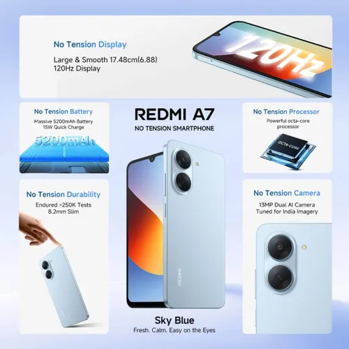 REDMI A7 4G (Sky Blue, 3GB RAM, 64GB Storage) view 2
