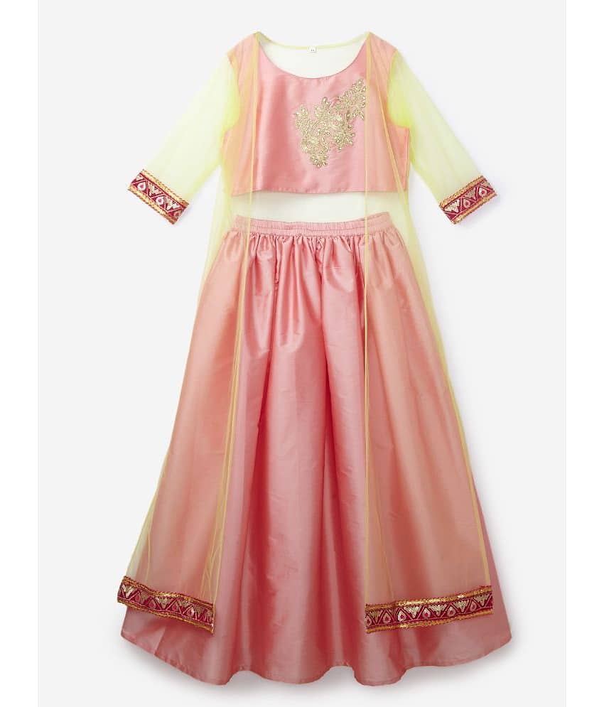 K&U Polyester Lehenga Choli Sets For Girls ( , Yellow ) view 2
