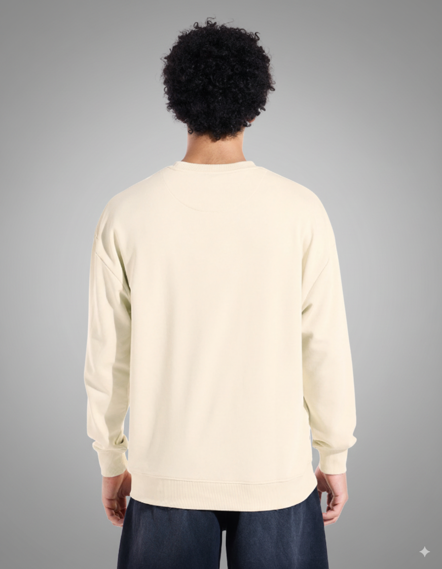 Beige Oversized Crew Neck Sweatshirt view 2