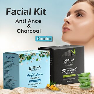 Globus Naturals Facial Kit Combo-Oil Control Anti Acne & Deep Cleansing Charcoal Men Facial Kit, For All Skin Types view 2