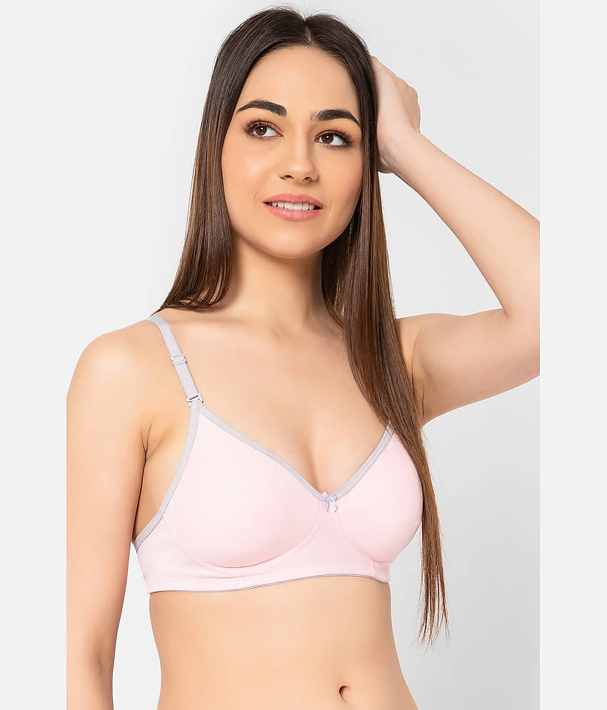 Clovia Cotton Lightly Padded Women's T-Shirt Bra ( Pink ) BR1722A22 view 2