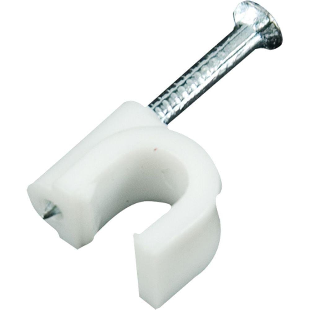 8mm Diameter Wire Fastener Circle Cable Clips with Metal Nail pack of 100 pcs