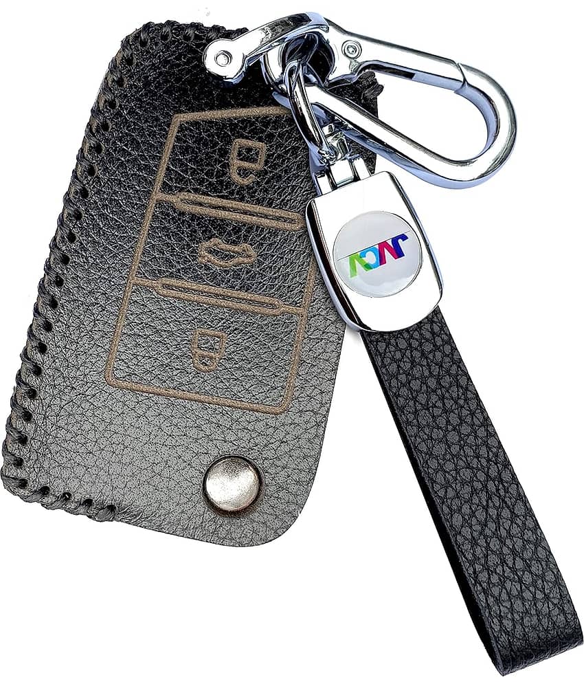 Soft Handmade Lychee Pattern Leather Key Cover Compatible with Skoda Kushaq Octavia Kodiaq Superb Folding Key