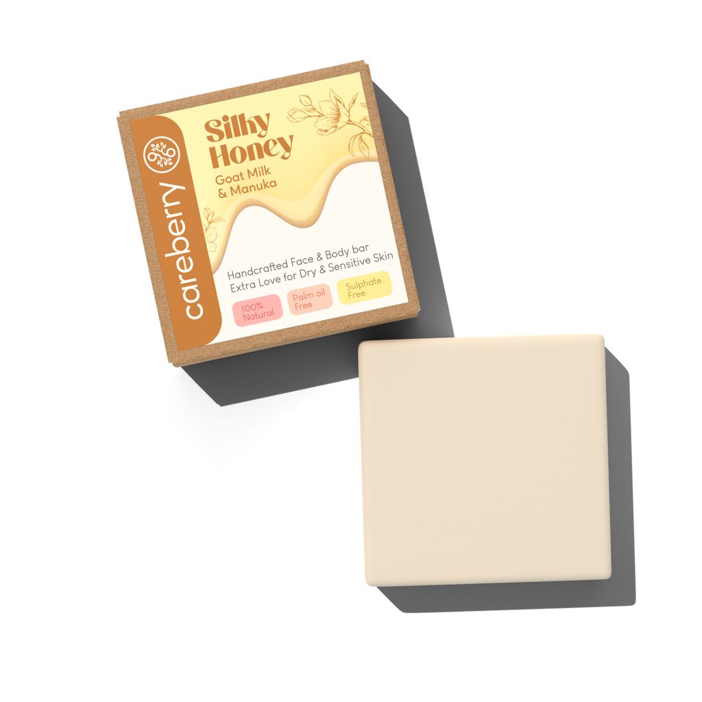 Careberry's Silky Honey Luxurious Goat Milk and Manuka Handcrafted Face and Body Bar for Ultimate Nourishment,100gm view 2