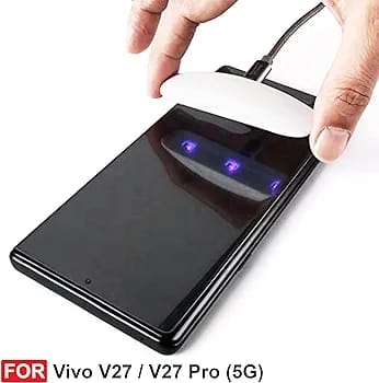 Vivo V27 Pro/Vivo V27 (5G) UV Tempered Glass | Screen Protector Full HD Quality UV Tempered Glass Edge to Edge Screen Coverage with Easy Installation Kit (Transparent) view 2