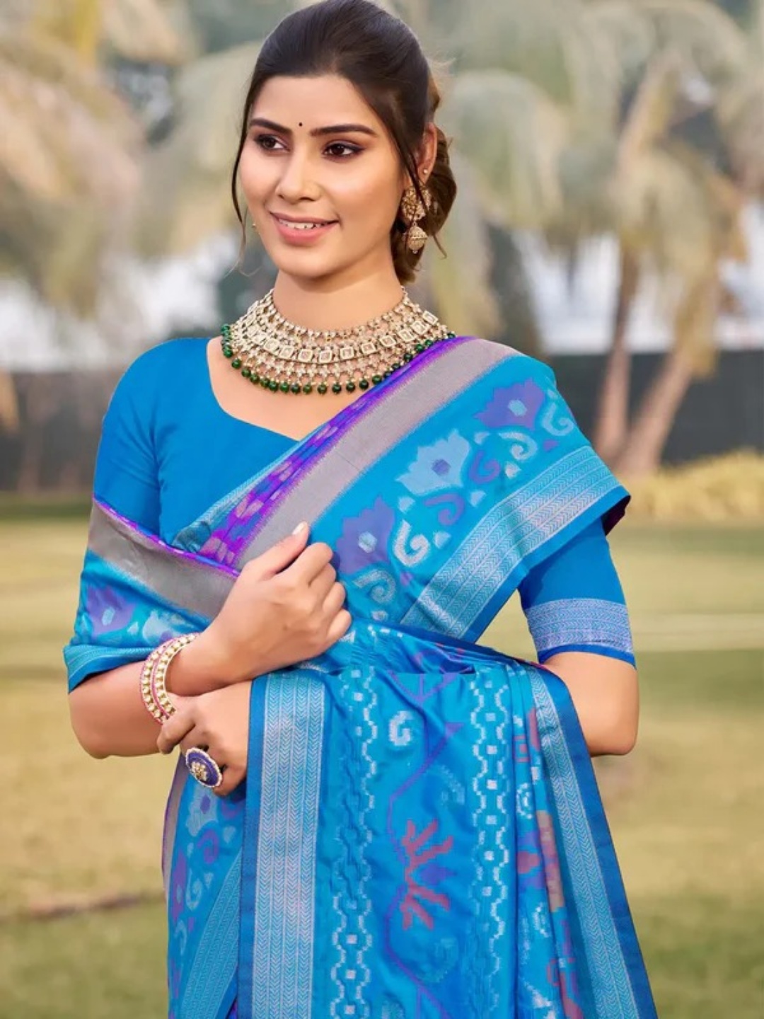 Violet Silk Saree view 2