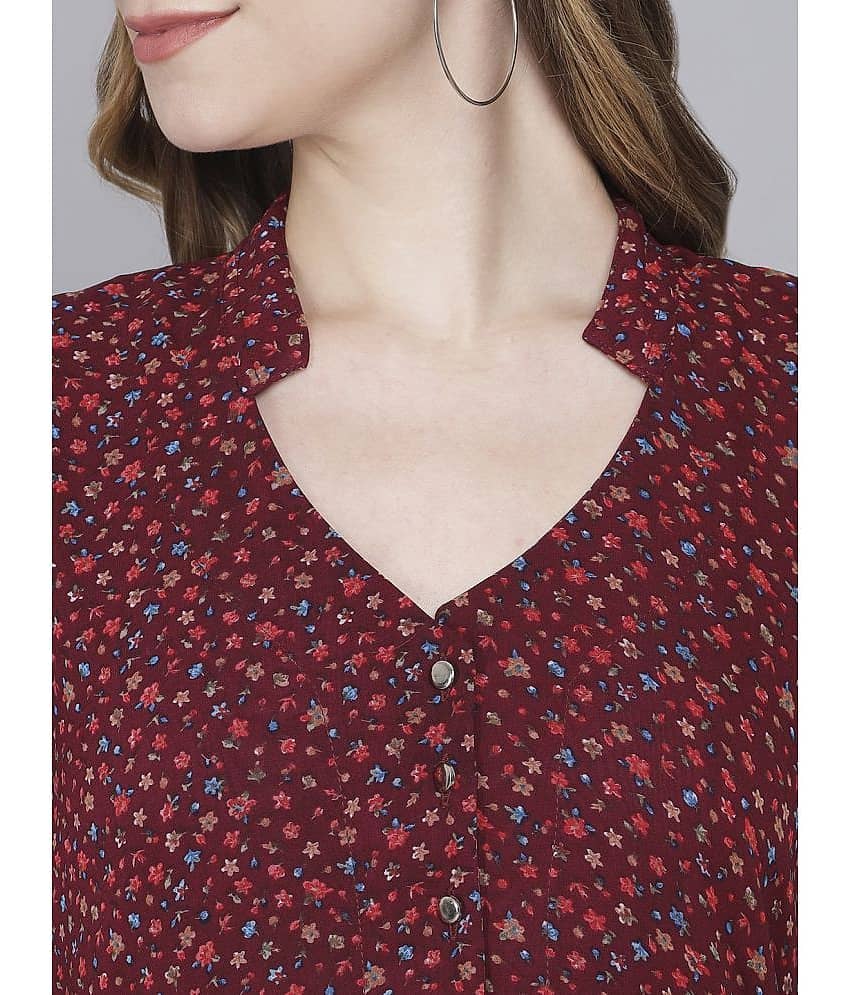 TOGZZ Women Georgette Printed A-line Dress ( Red ) view 2