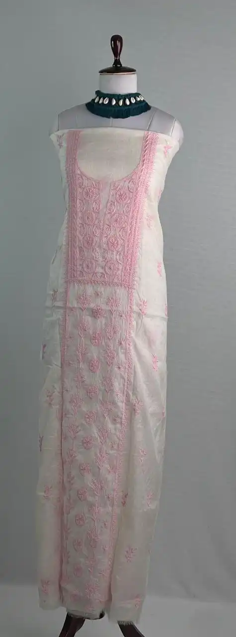 DUPLICATED Mul Chanderi Dress Material Pink Diamond DUPLICAT view 2