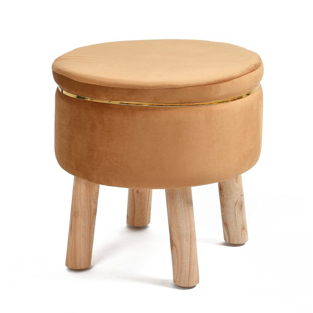 SmartKart Ottoman Pouffe Stool for Living Room Poof Sitting Furniture Footrest Pouffe for Sitting | Foot Stool for Office, 16x16x16 Inch, Brown (Combo, Brown) view 2