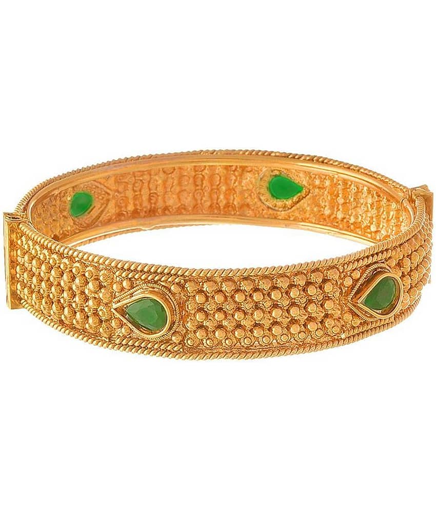Traditional Ethnic One Gram Glod Plated Stone Designer Openable Bangle Kada for Women view 2