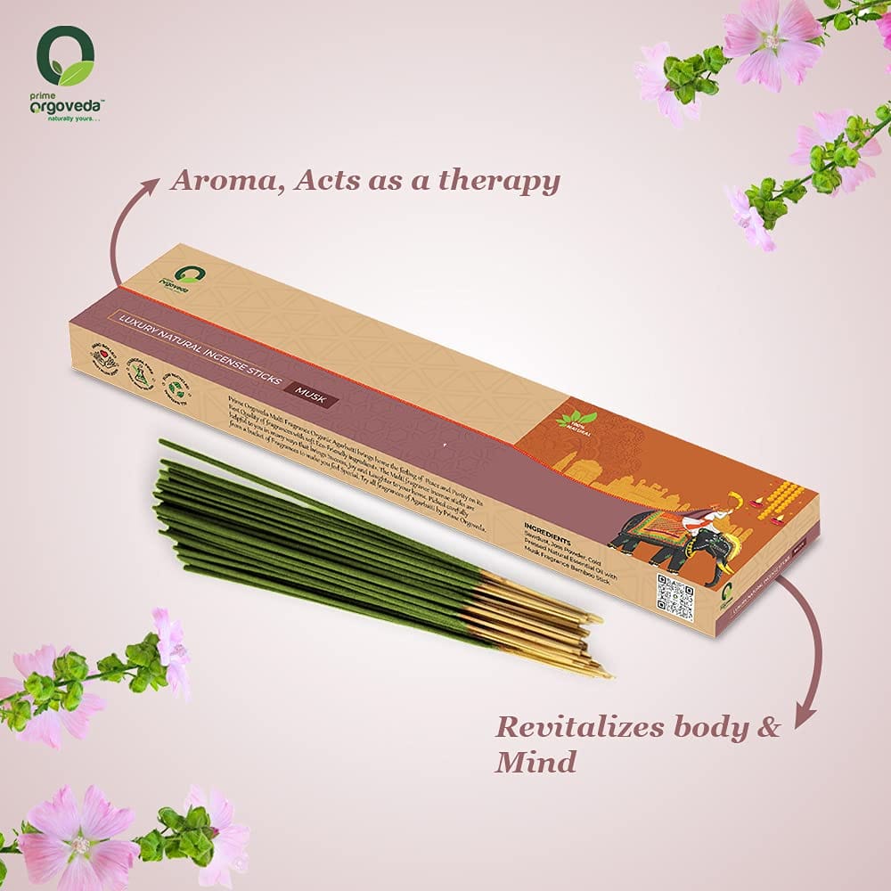 Prime Orgoveda Musk Incense Sticks | 100% Natural Organic Handmade - (Pack of 50 Sticks) view 2