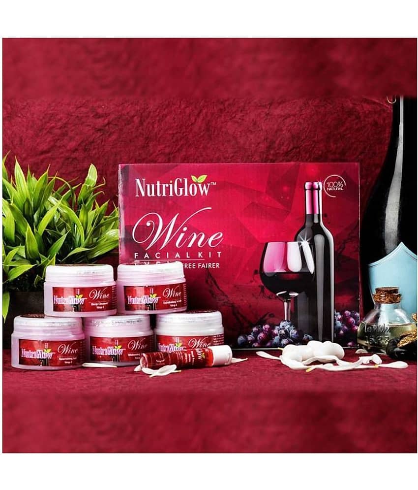 NutriGlow Wine Facial Cleanup Kit for Women for Glowing Skin 6-Pieces Skin Care Set 250gm+10ml with Free Hair Dryer view 2
