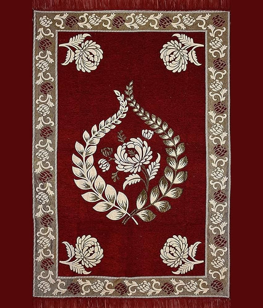 RADECOR Blue Chenille Carpet Floral 5x7 Ft view 2