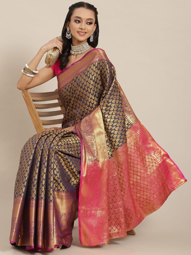 Women's Banarasi Art Silk Saree With Unstitched Blouse Piece view 2