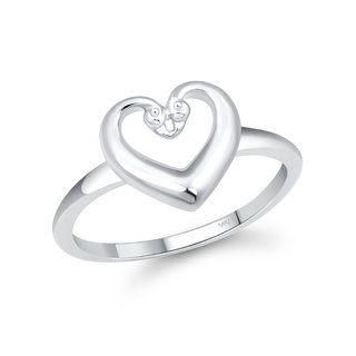 VFJ Cute Heart CZ Rhodium Plated Ring with Scented Velvet Rose Ring Box for women and girls and your Valentine. view 2