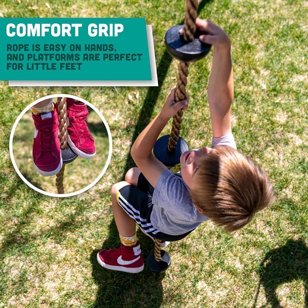 REZNOR 6.5ft Kids Climbing Rope with 5 Plastic Knots Ideal for Tree Houses and Climbing Frames, Swing Set Backyard Outdoor Play view 2
