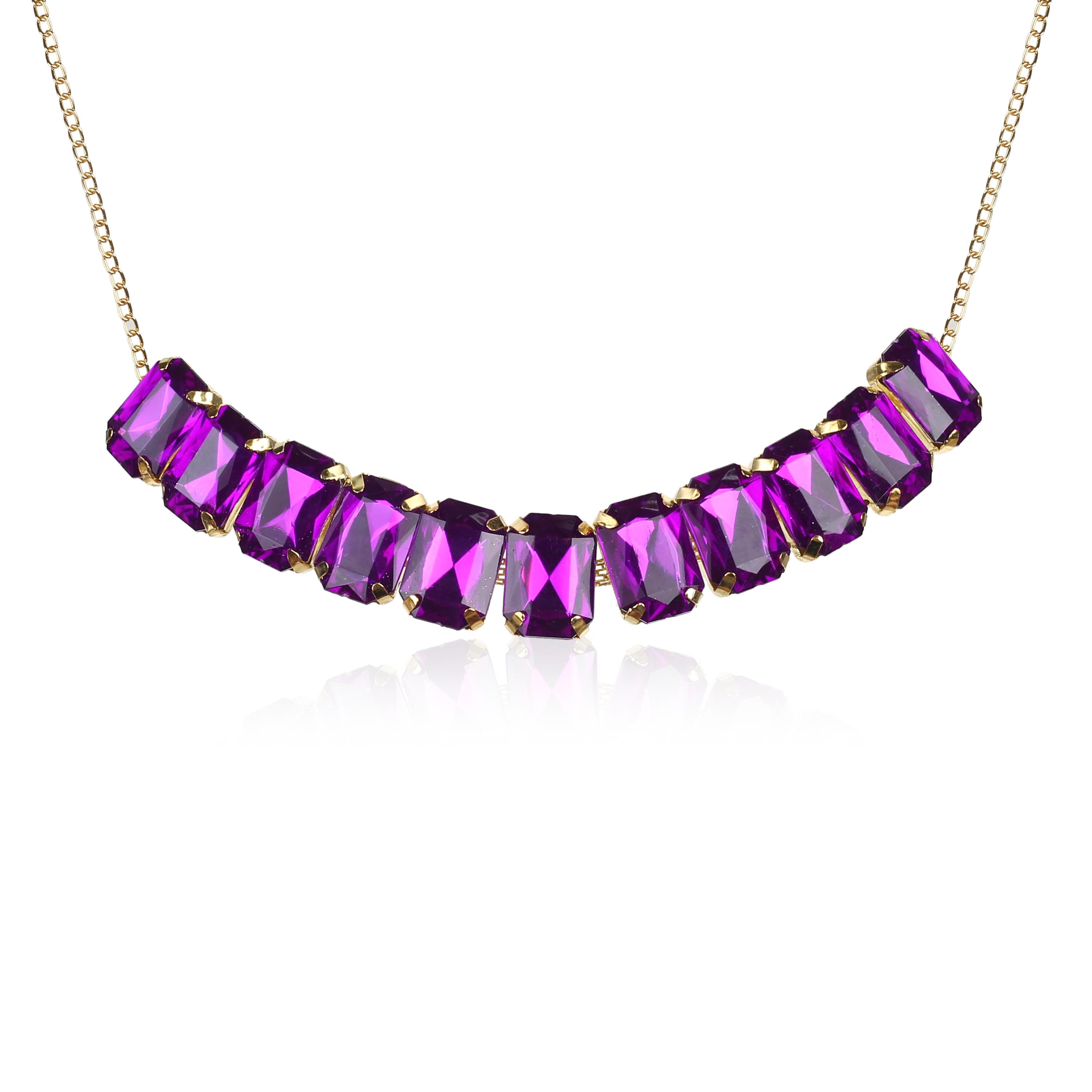 Trendy Crystal Stones Necklace Set with Earrings and Bracelet Combo for women and Girls view 2