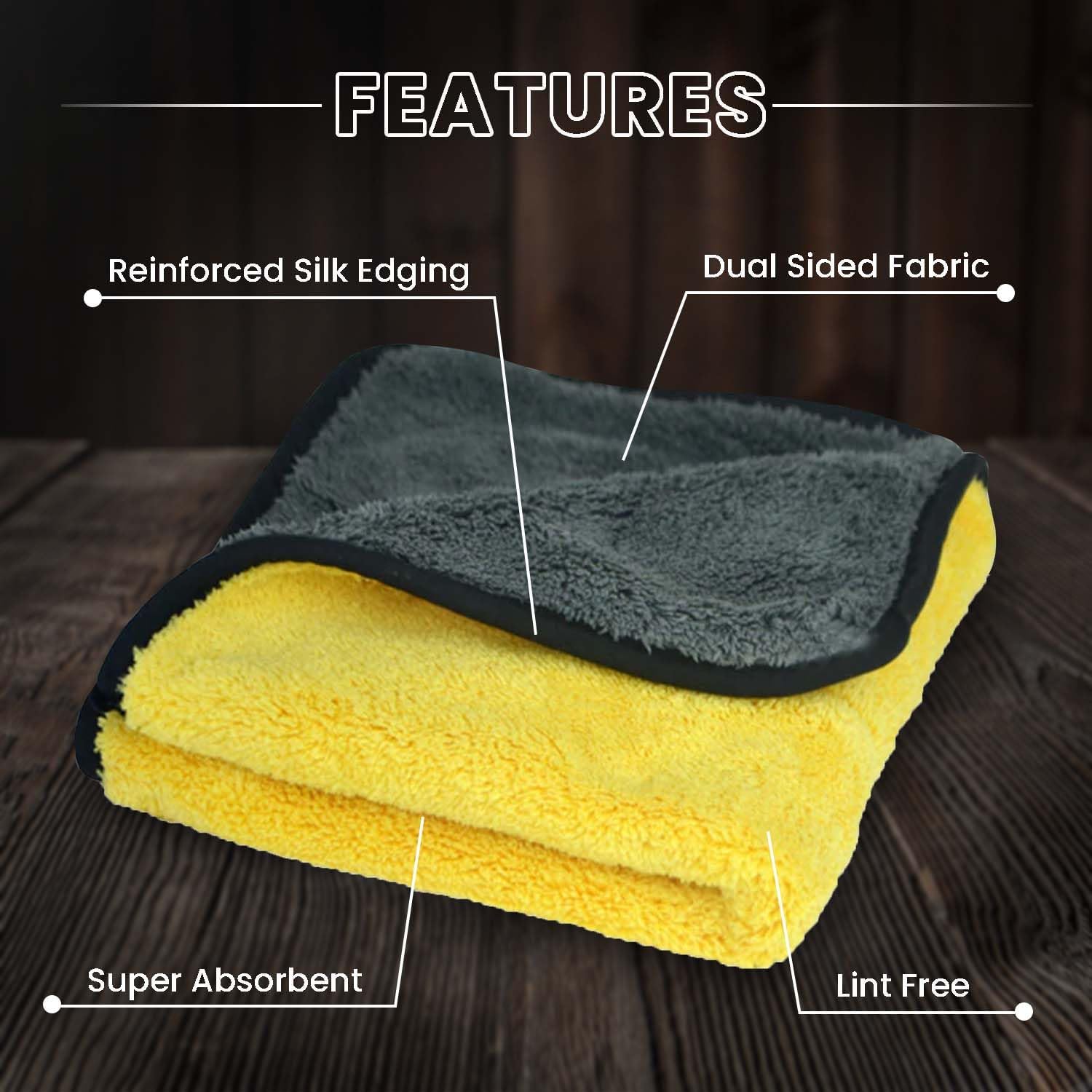 Unieshine 1000 GSM 40X60 Cm 2 Sided Premium Quality Microfiber Cloth view 2