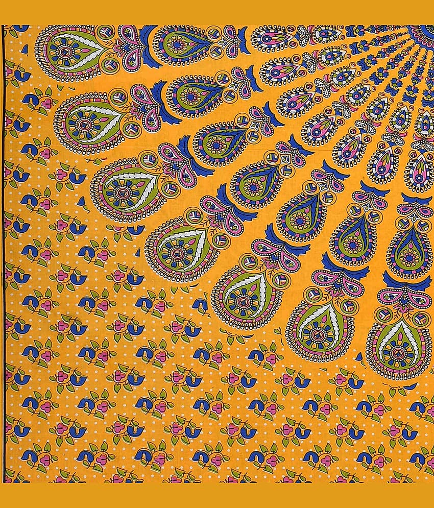 ABHACLOTHO Yellow Cotton 1 Single Bedsheet with 1 Pillow Cover ( 215 cm x 150 cm ) view 2