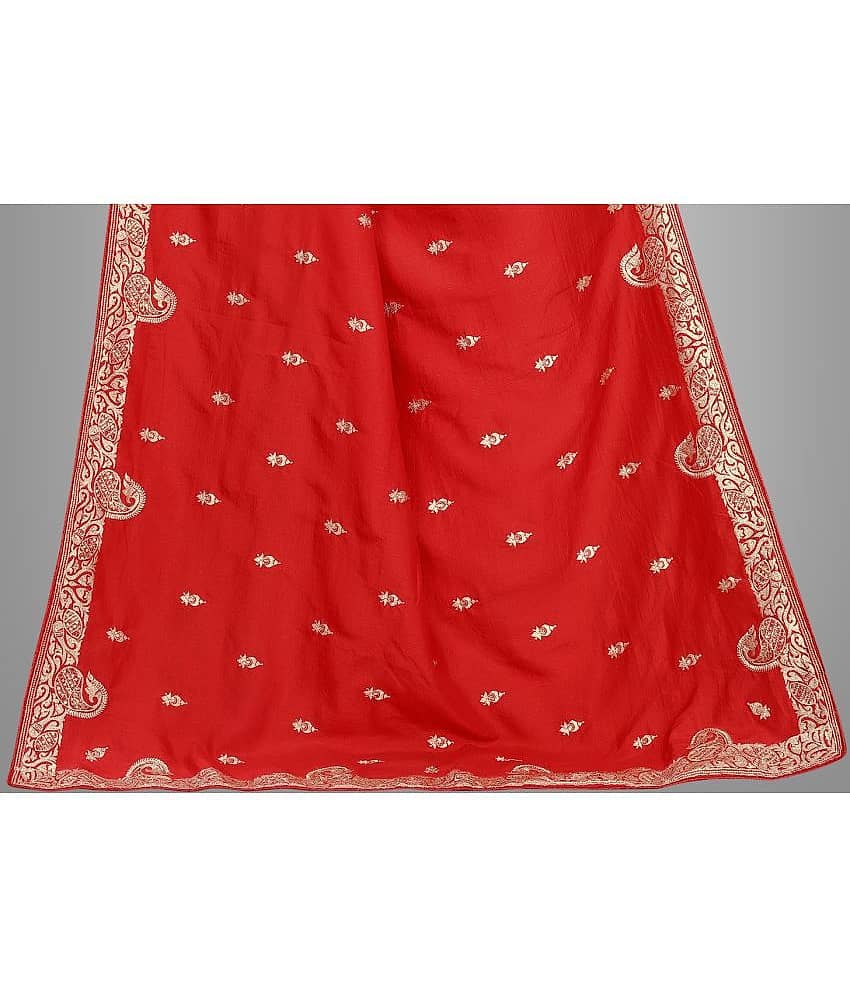 Om Shantam Sarees Silk Blend Embroidered Saree With Unstitched Blouse Piece ( Pink ) view 2