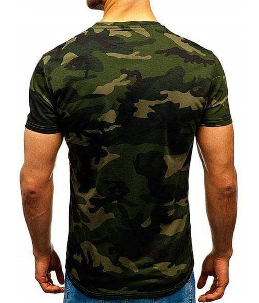 Leotude Men Cotton Blend Regular Fit Printed T-Shirt ( Green ) view 2