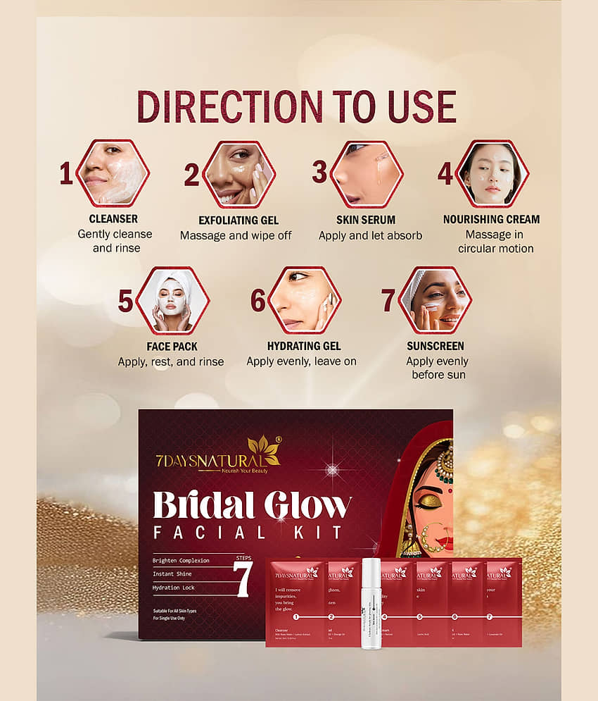7DAYSNATURAL BRIDAL GLOW FACIAL KIT 1 Time Use Facial Kit For All Skin Type Aloe Vera 1 ( Pack of 1 ) view 2