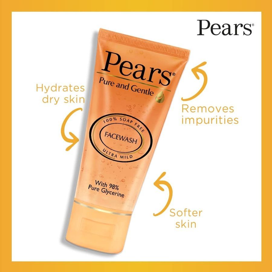 Pears Pure And Gentle Daily Cleansing Facewash, Mild Cleanser With Glycerine, Balances Ph, 100% Soap Free, 60 G view 2