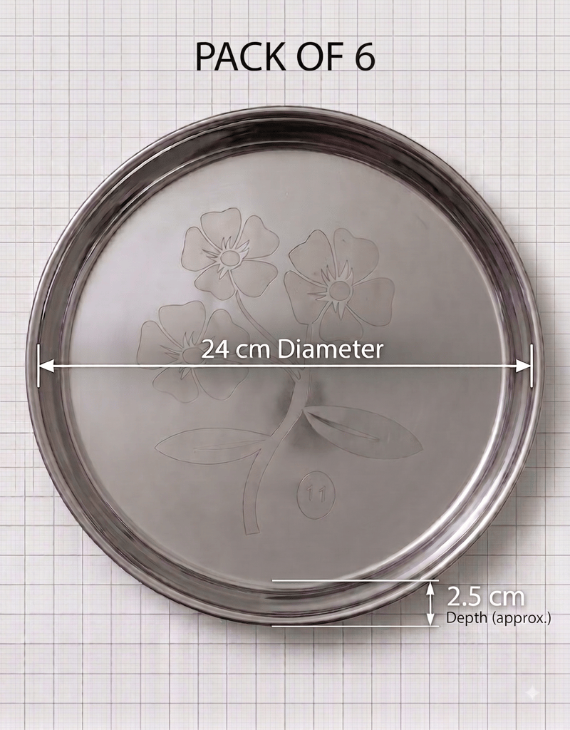 Premium Stainless Steel Designer Floral Thali (Khoncha) view 2
