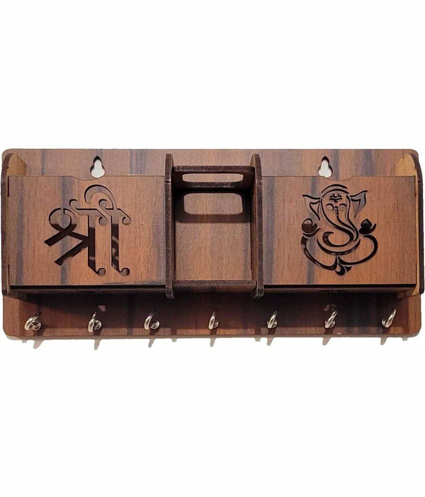 Arpita Crafts Brown Wood Key Holder - Pack of 1