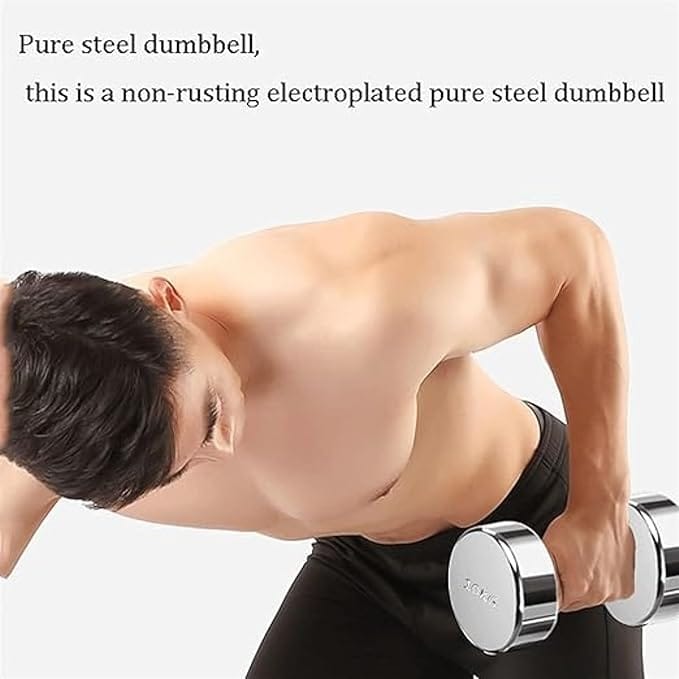 **Pure Steel Dumbbell, Non-Rusting Electroplated Pure Steel Dumbbell for Home Gym, Fitness, and Strength Training**