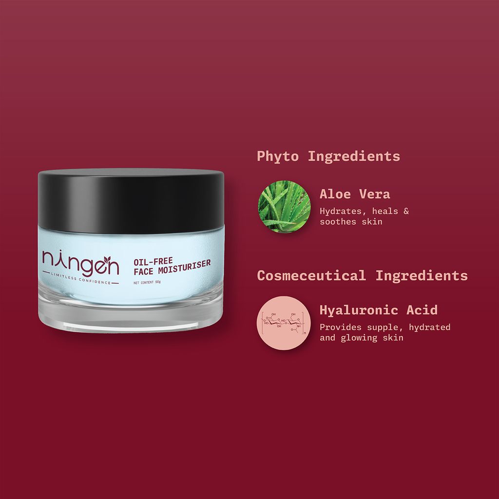 Ningen Oil-Free Face Moisturizer with 0.5% Hyaluronic Acid & Aloe Vera Gel Extract | Intense Hydration, Lightweight & Non-Greasy Formula view 2