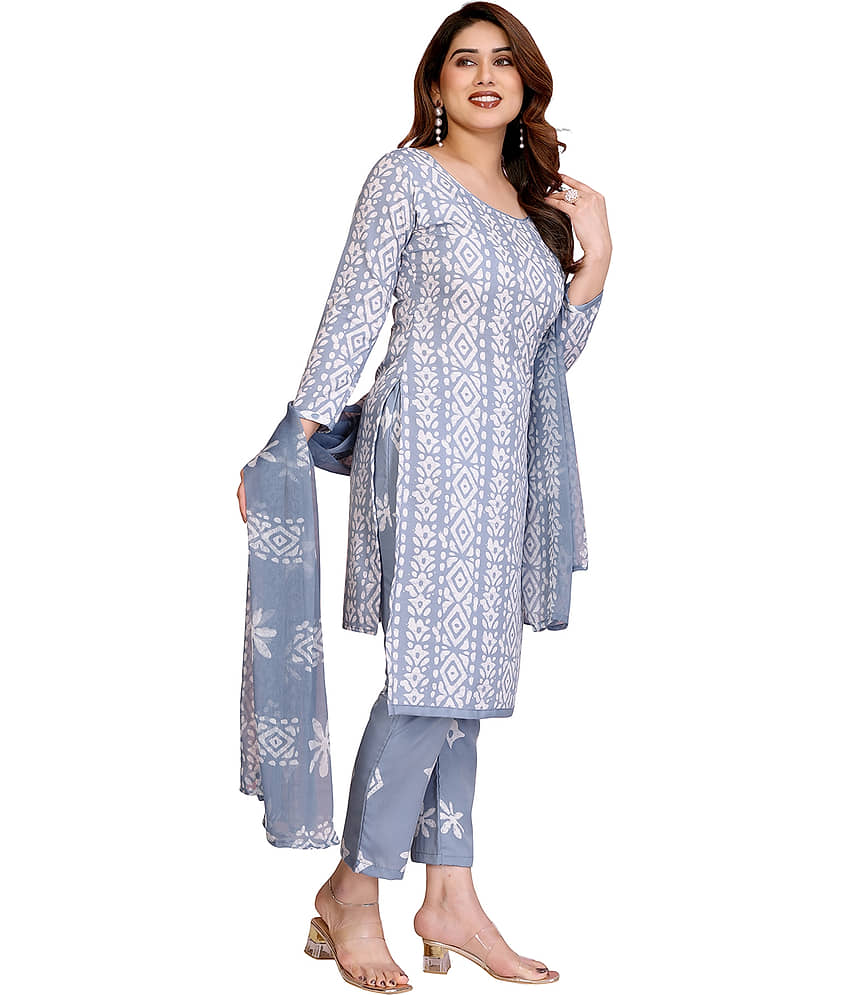 ANAND SAREES Women Crepe Unstitched Dress Material ( Grey ) view 2