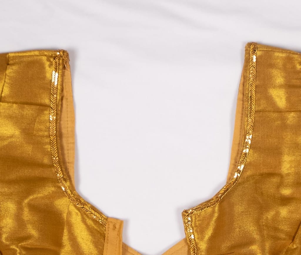 Golden Blouse with Silver Zari Border view 2