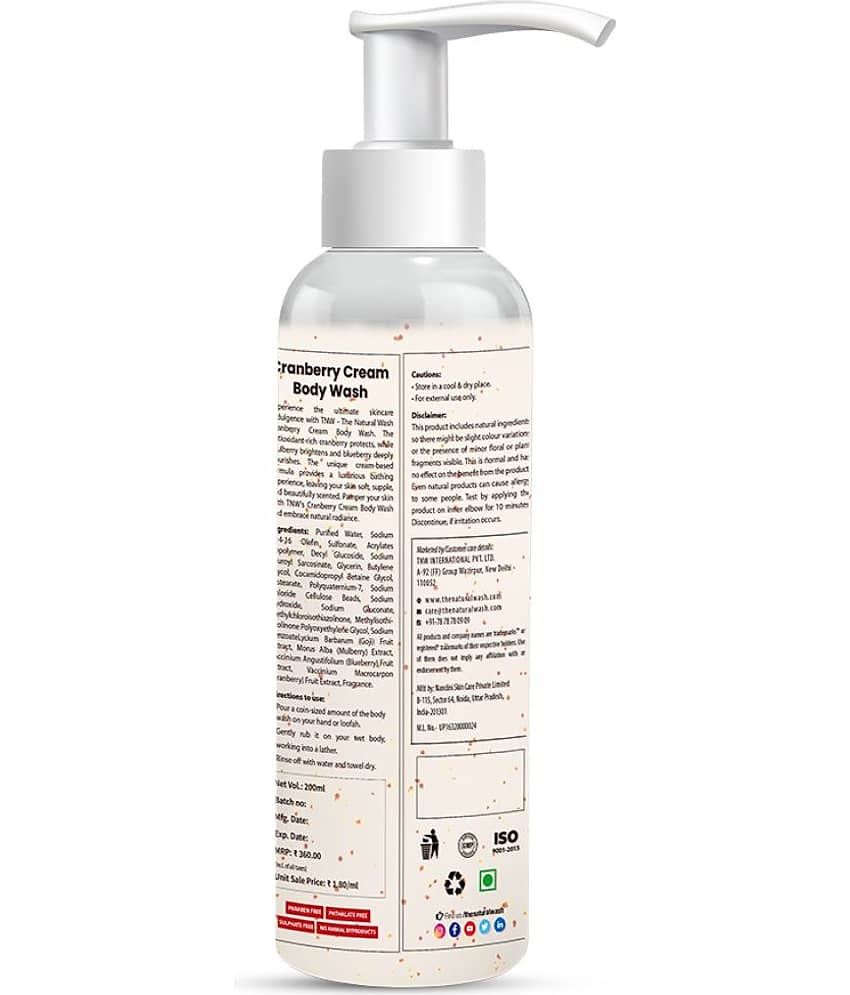 TNW - The Natural Wash Cranberry Cream Body Wash, Moisturizes & Nourishes Skin, 200Ml view 2