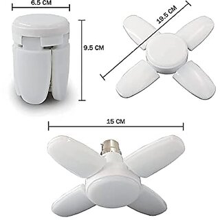 Sarvatr 4 Blade Fan Shape 28W LED Bulb with B22 Holder | Ultra Bright Ceiling Pendant Lamp (White) view 2