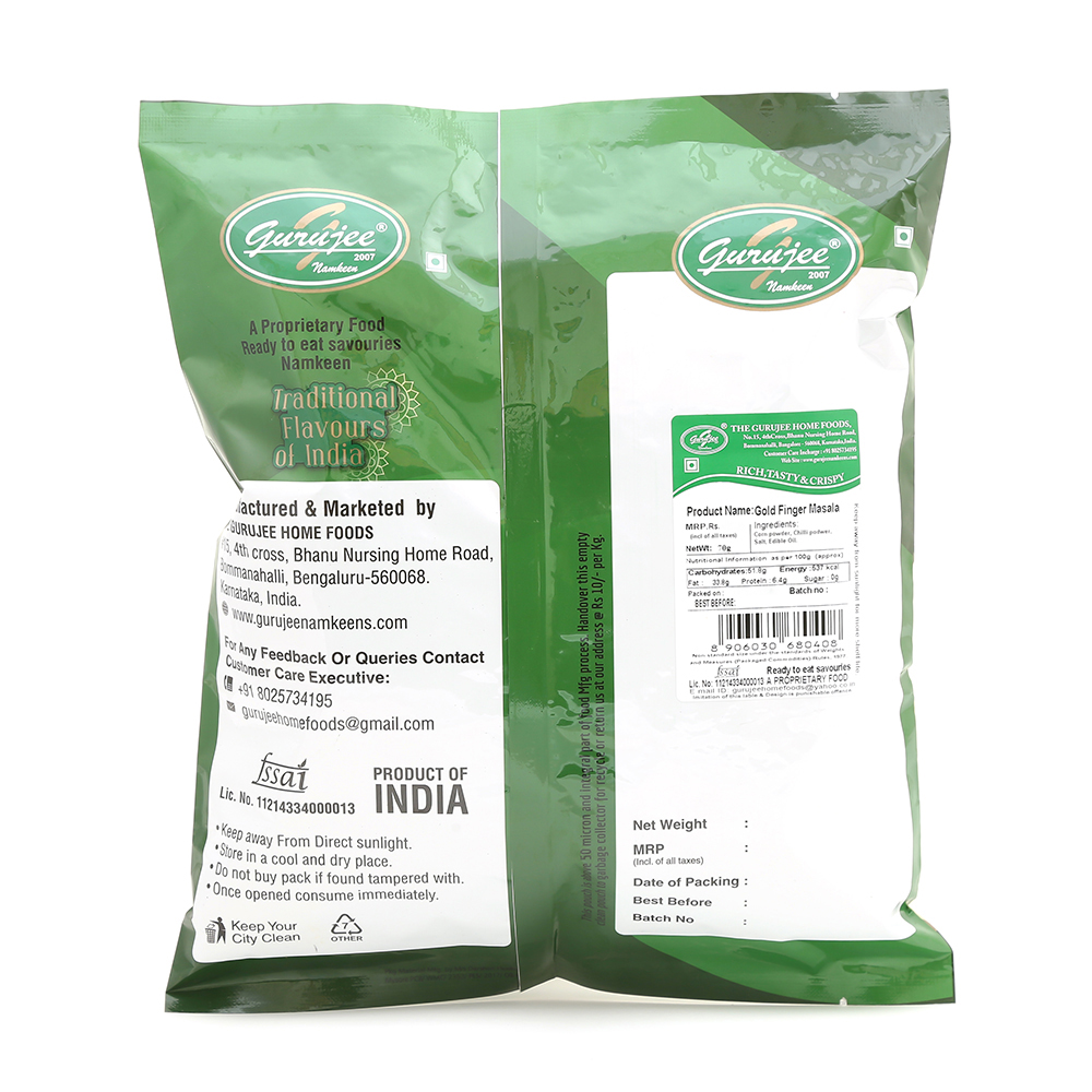 Gurujee Namkeen Gold Finger Masala, 70 gm view 2