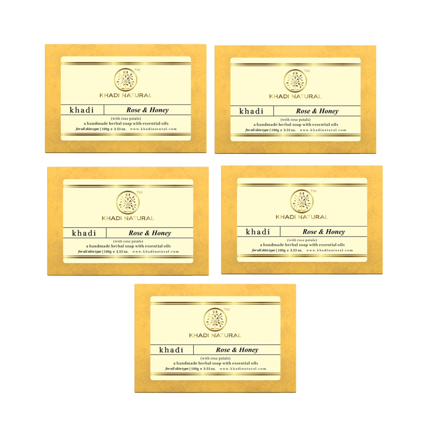 Khadi Natural Rose & Honey With Rose Petals Soap Combo Pack Of 5 – 100gm Each